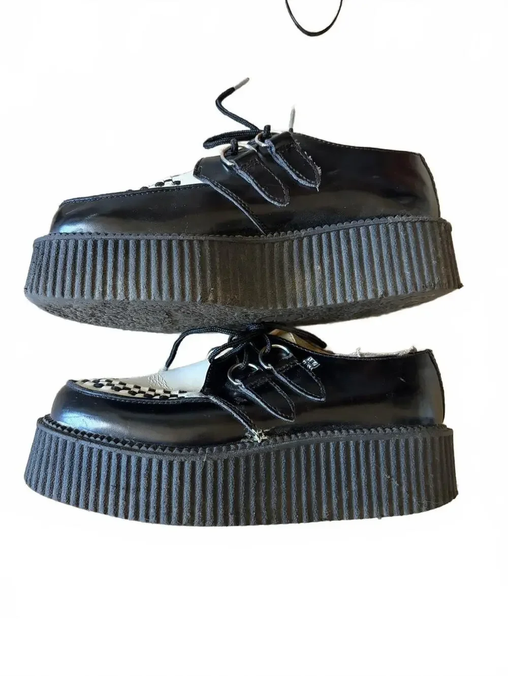 T.U.K. Black and White Checkerboard Creepers Platform Shoes Men’s US 6